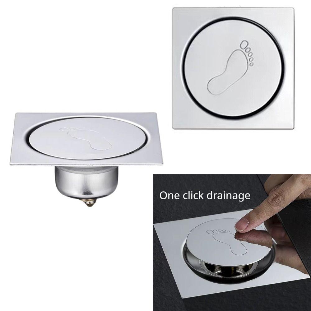 Pop Up Bounce Press-Type Floor Drain Metal Drain Filter Creative Shower Foot Floor Drain