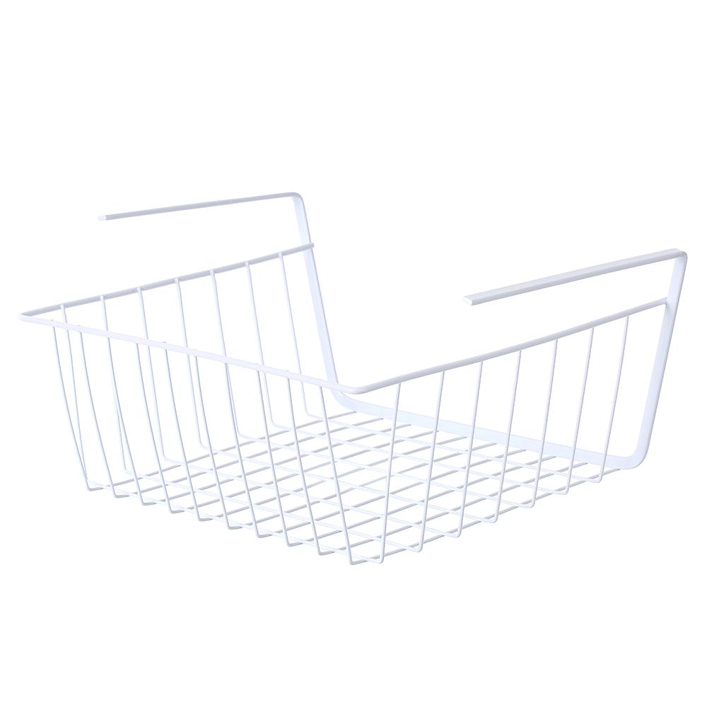 Металлическая проволочная подвесная корзина для хранения под полкой, экономящая место, органайзер для шкафа, держатель для книжной полки, кухни, кладовки, офиса