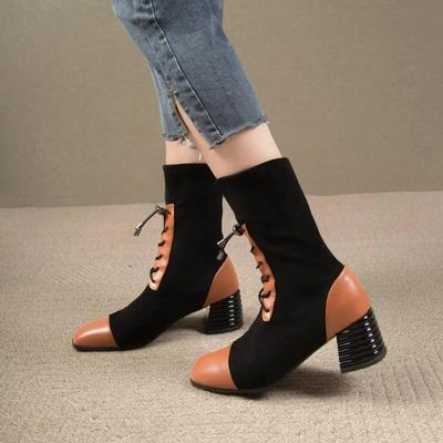 Модные ботинки женские в британском стиле в стиле ретро с увеличенной толстой подошвой Ботинки челси женская обувь модные туфли на высоком каблуке мотоциклетная обувь 2024