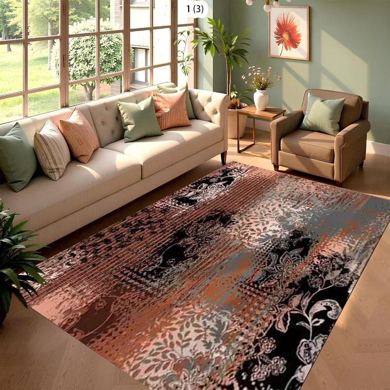Brown White Thick Fuzzy Houndstooth Plaid Area Rug, Classic Non-Slip Floor Mat for Living Room Farmhouse Decor