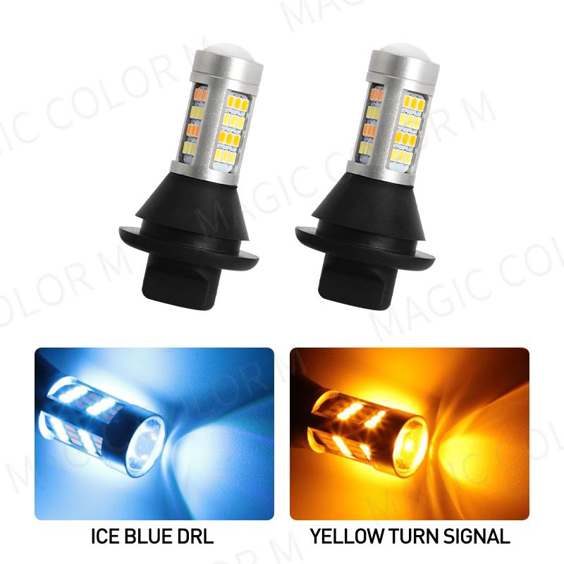 DRL 42SMD P21W 1156 BA15S BAU15S PY21W 7440 T20 Canbus двухцветный переключатель дневных ходовых огней для автомобиля светодиодный указатель поворота 2 шт.