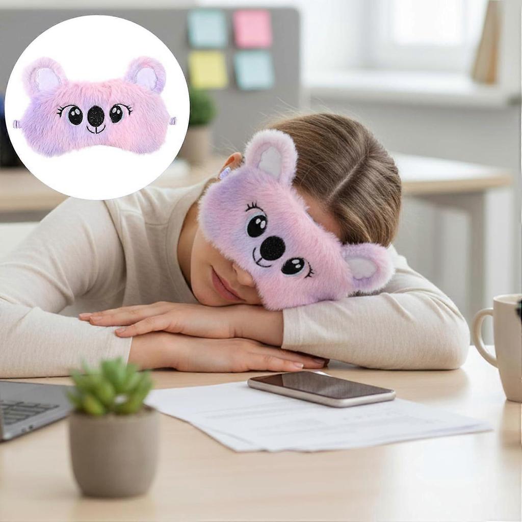 Kids Sleep Mask, 3 Pcs Cute Cat Sleeping Eye Mask Colorful Soft Plush Eye Covers for Sleeping Comfortable Funny Animal Night EyeMasks for Women Girls