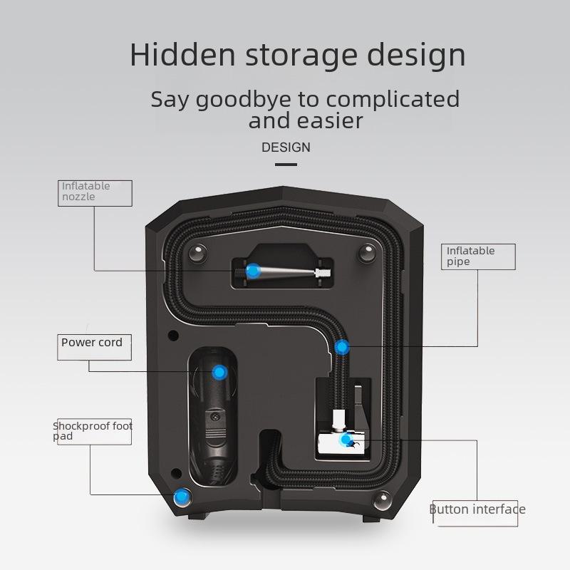 Портативный цифровой автомобильный воздушный насос 12 В с интеллектуальным дисплеем для ремонта шин и измерения давления.