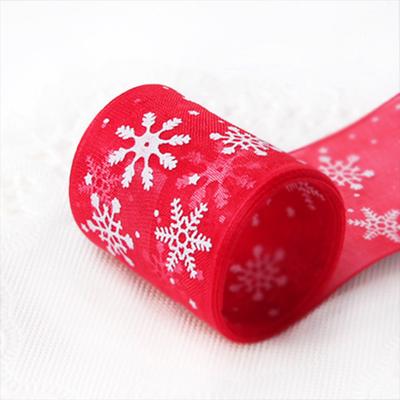 1 рулон рождественской органзы с рисунком снежинок для рукоделия, DIY, упаковочные материалы