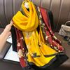 New Spring and Autumn Retro Floral Cranes Temperament Simulation Silk Large Long Scarf Sunscreen Outwear Shawl Female Silk Scarf