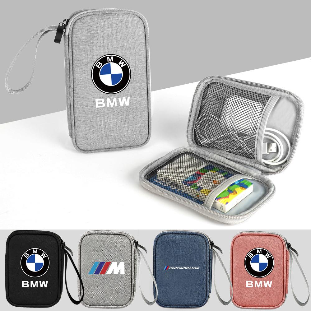 For BMW M Performance Logo Emblem Portable Car Travel Key Driver's License Earphone USB Storage Bag Waterproof Oxford Organizer XN9