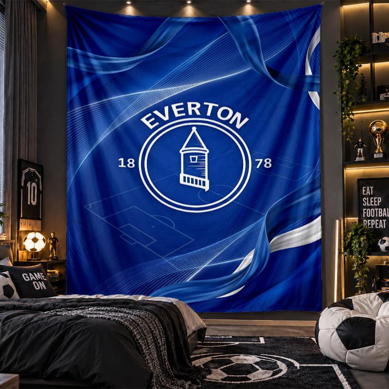 Wall Hanging Tapestry Everton Football Print Cloth for Living Room Bedroom Home Decor