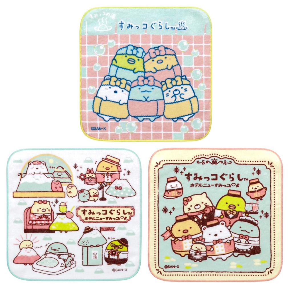 Sumikko Gurashi Petit Towel Thin Set Series Sumikko No New Sumikko Various (Towel Handkerchief) 3-piece [Towel Yu/Hotel Scenes/Close-up]