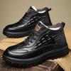 Хлопковая обувь мужская 2025 зима новая кожаная шерстяная с начесом утолщенная теплая зимняя обувь папа повседневная высокая кожаная обувь