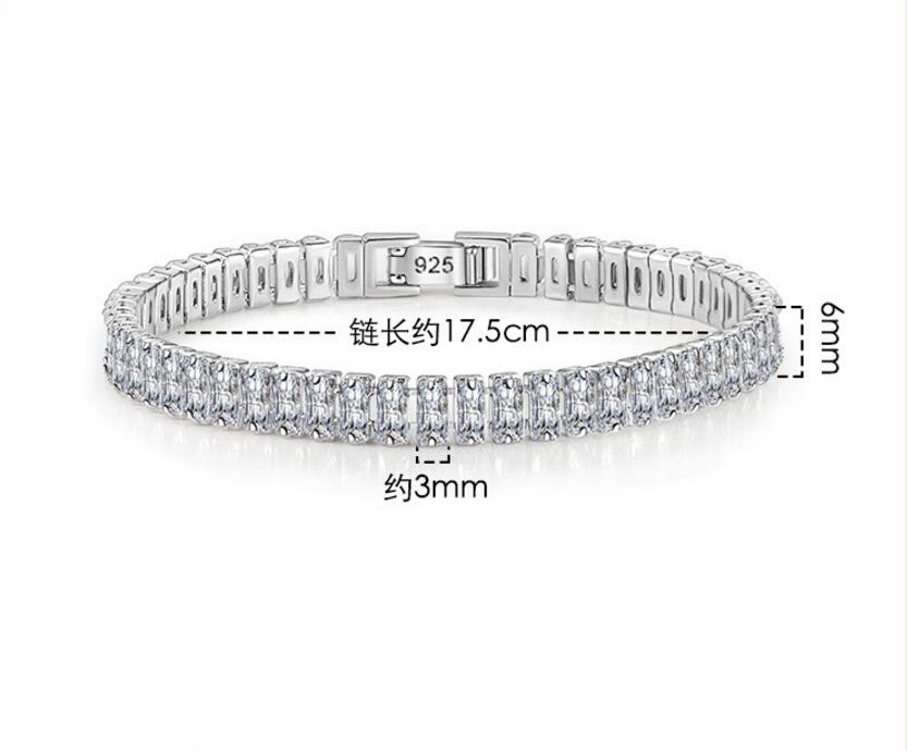 Solid Pure Silver 15/16/17/18/19/20/21 Cm Tennis Bracelet Pave 3 Mm Round Black Jet Zircon Elegant Real 925 Jewelry for Women