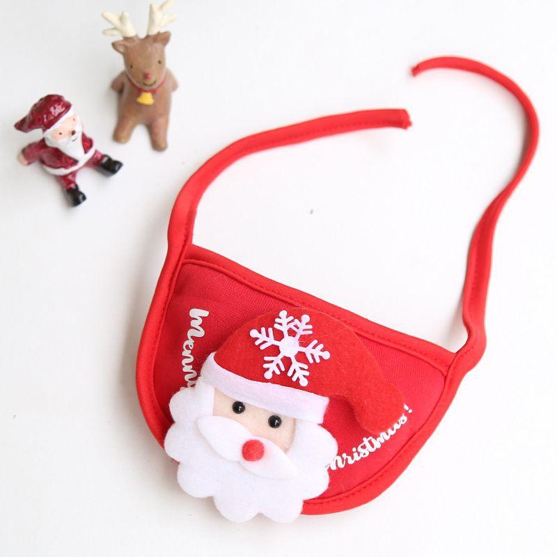 Dog Cat Santa Hat Saliva Towel Bib Elk Teddy French Bucket Pomeranian Autumn and Winter Clothes Pet