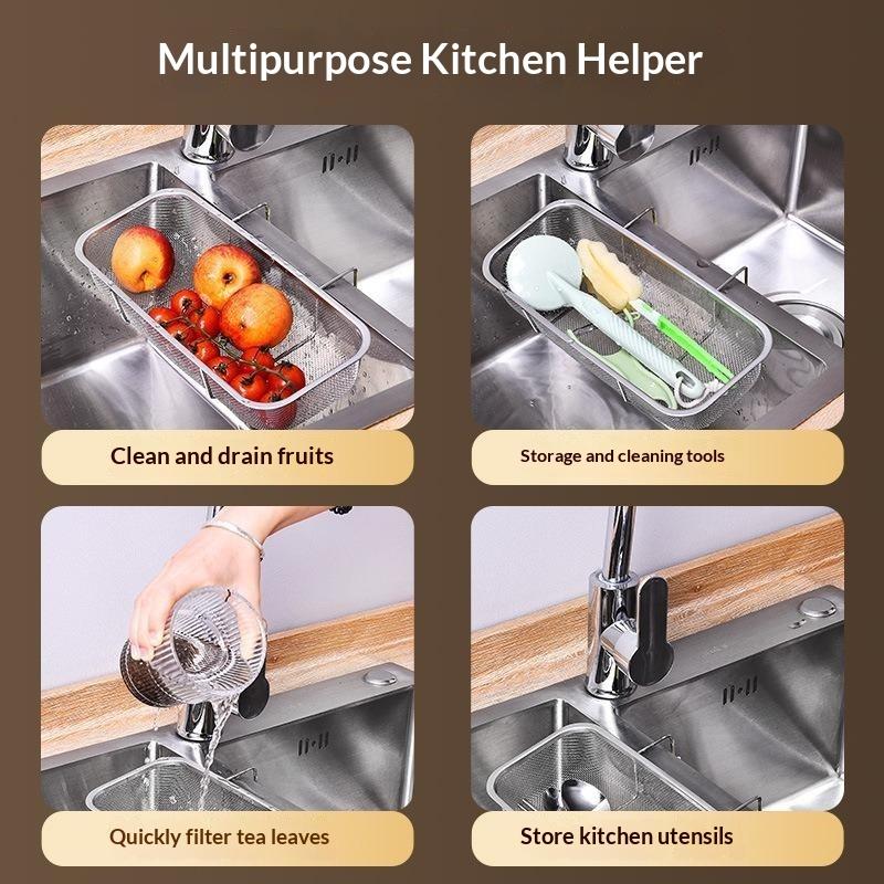 Stainless Steel Sink Drain Basket Anti Rust Fine Mesh Strainer for Kitchen Food Vegetable Washing & Drying