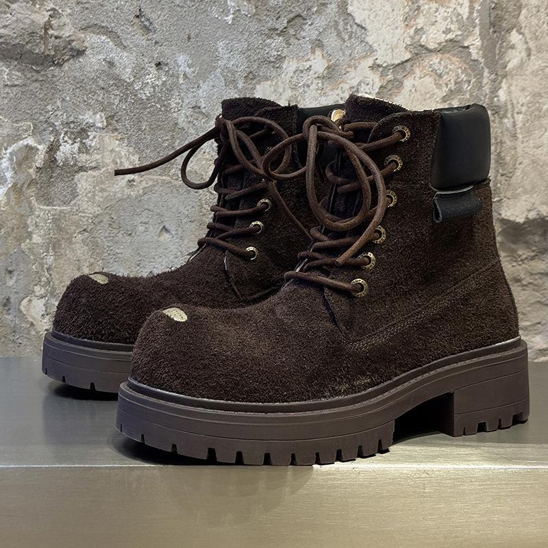 Мужские и женские резиновые ботинки, пара, на толстой подошве, увеличивающие рост, в британском стиле, повседневные, с большим носком, ботинки Мартина 43156-44156-J