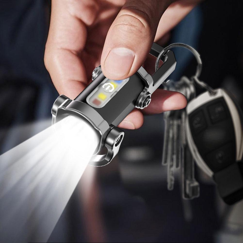 Portable LED Flashlight Keychain Multifunctional Keychain Light USB  Rechargeable waterproof Camping Pocket Lamp for Outdoor USE