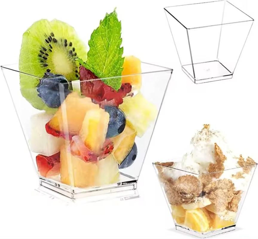 50/100 шт. Круглые стаканчики для десертов, одноразовые прозрачные стаканчики для парфе, стаканчики для мороженого, суфле, желе, праздничные принадлежности