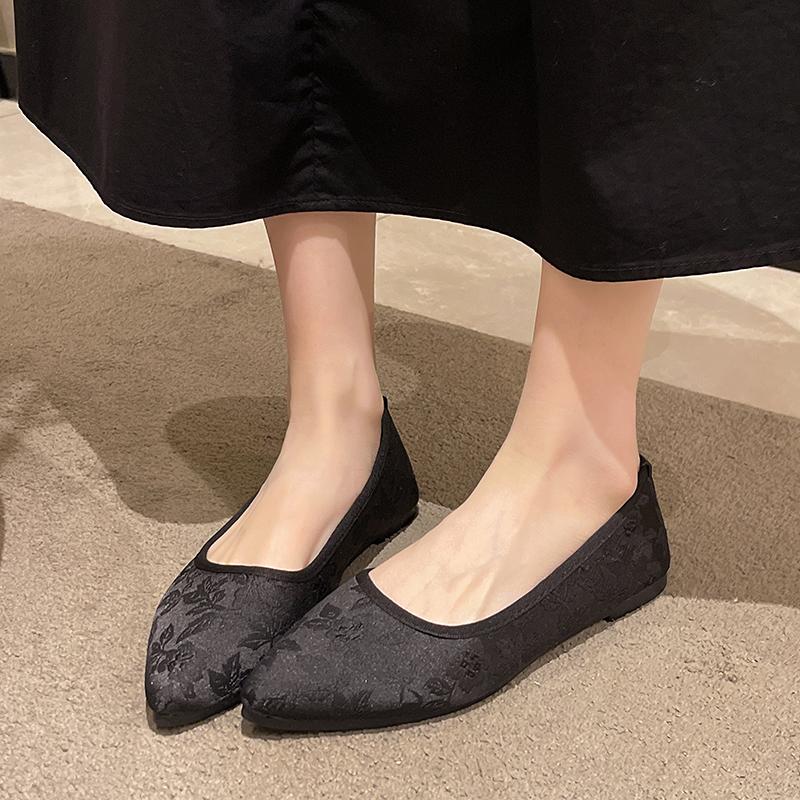 Spring Women's Clothing Brand New Style Pointed Flat Shoes Comfortable Slip-On Casual Outdoor Women's Single Shoes