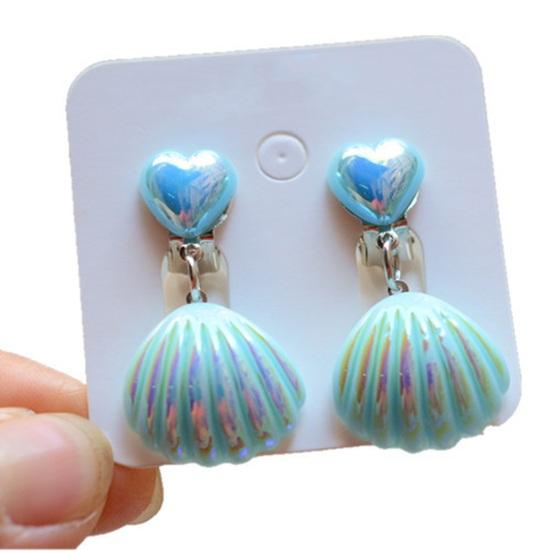 1 Pair Shell Children's Ear Clips Adorable Stand Out with Shiny Princess Design Kids' Earrings Accessories