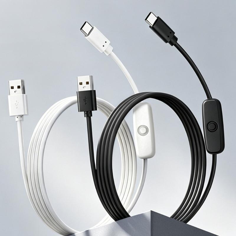 Гибкий ПВХ USB на USB C Шнур питания с регулировкой мощности и переключателем 501Button Идеально подходит для настольных ламп и USB-вентиляторов