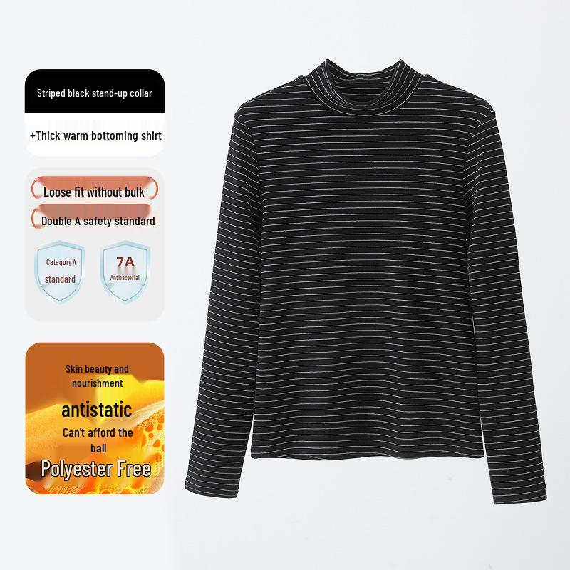 460G Женская бархатная теплая футболка с длинным рукавом и полувысоким воротником - Зима и осень