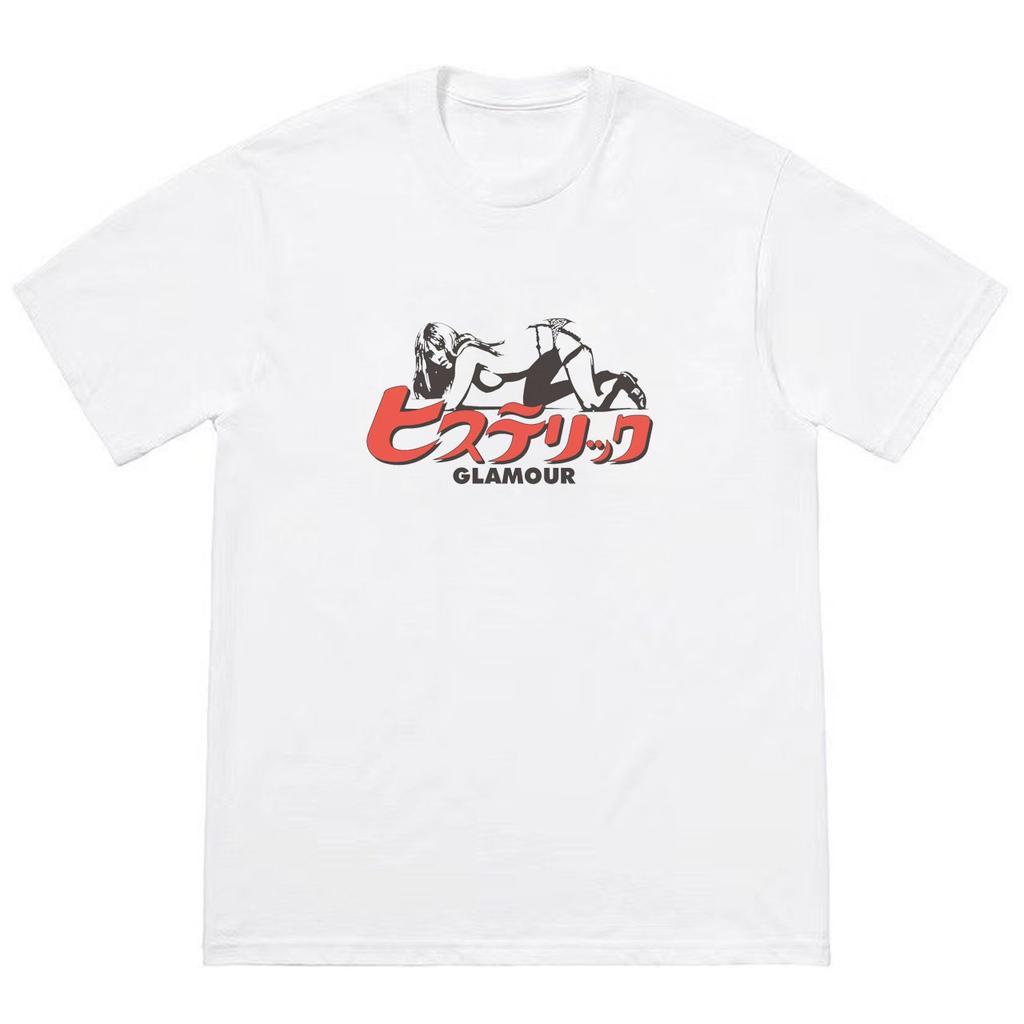 2026 Hysteric Glamour Футболка Американский Ретро Футболка Уличная Культура Модный Бренд Футболка Нишевая Высокое Качество Тренд Короткий Рукав Инстаграм