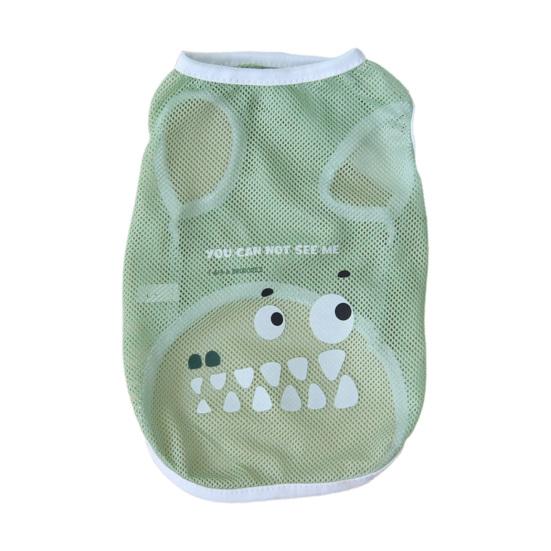 Стильная удобная летняя крутая сетчатая жилетка для собак, дышащая футболка с мультяшным принтом для кошек