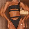 2Pcs/Set Women Sexy Bikini Set One Shoulder Hollow Sling Bra High Waist