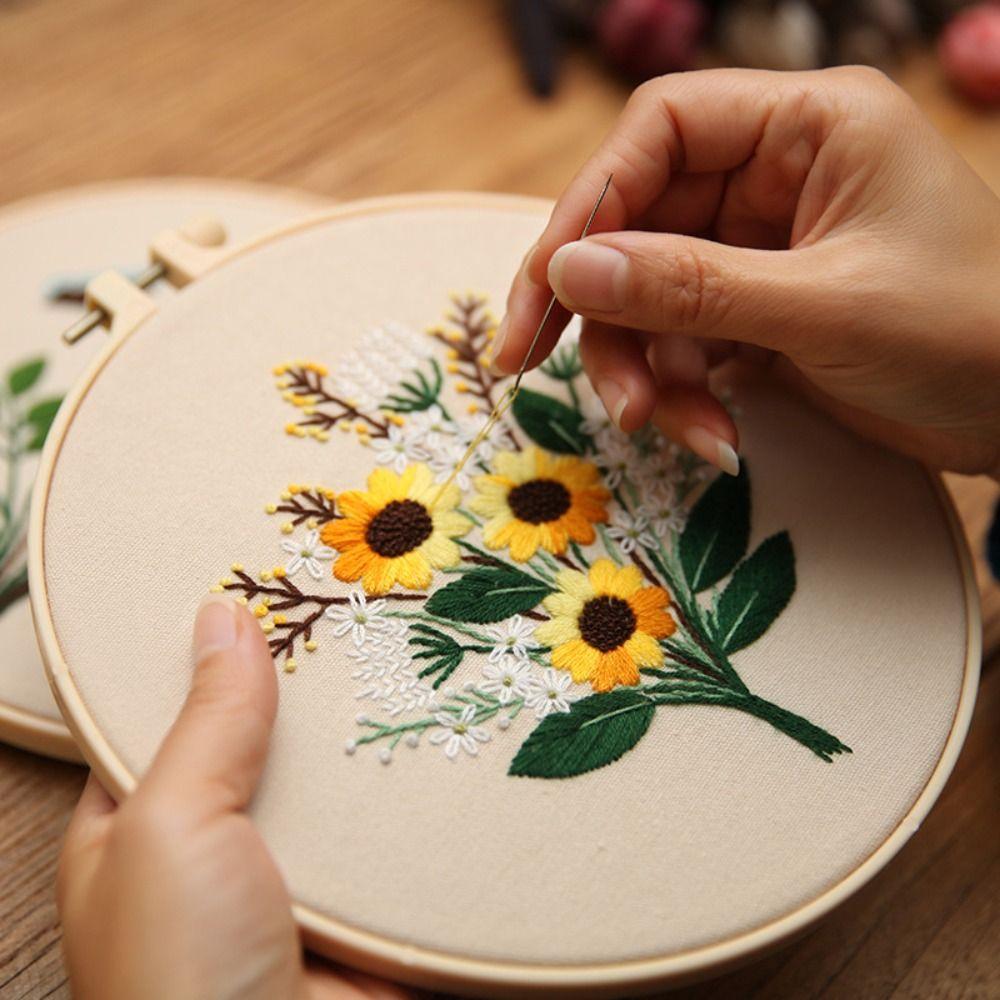 DIY Flower Embroidery Kit Floral Patterns Embroidery Set Home Decor Cross Stitch Set Adults
