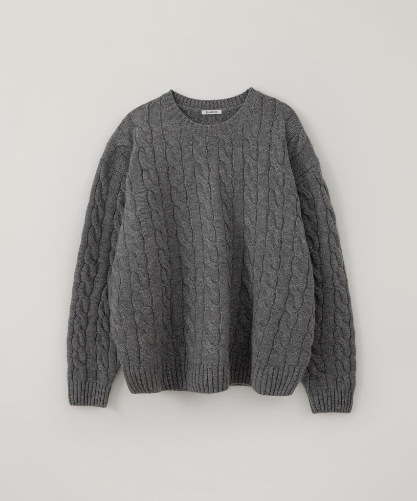 BLANKROOM Wool Cable Knit_Melange Gray