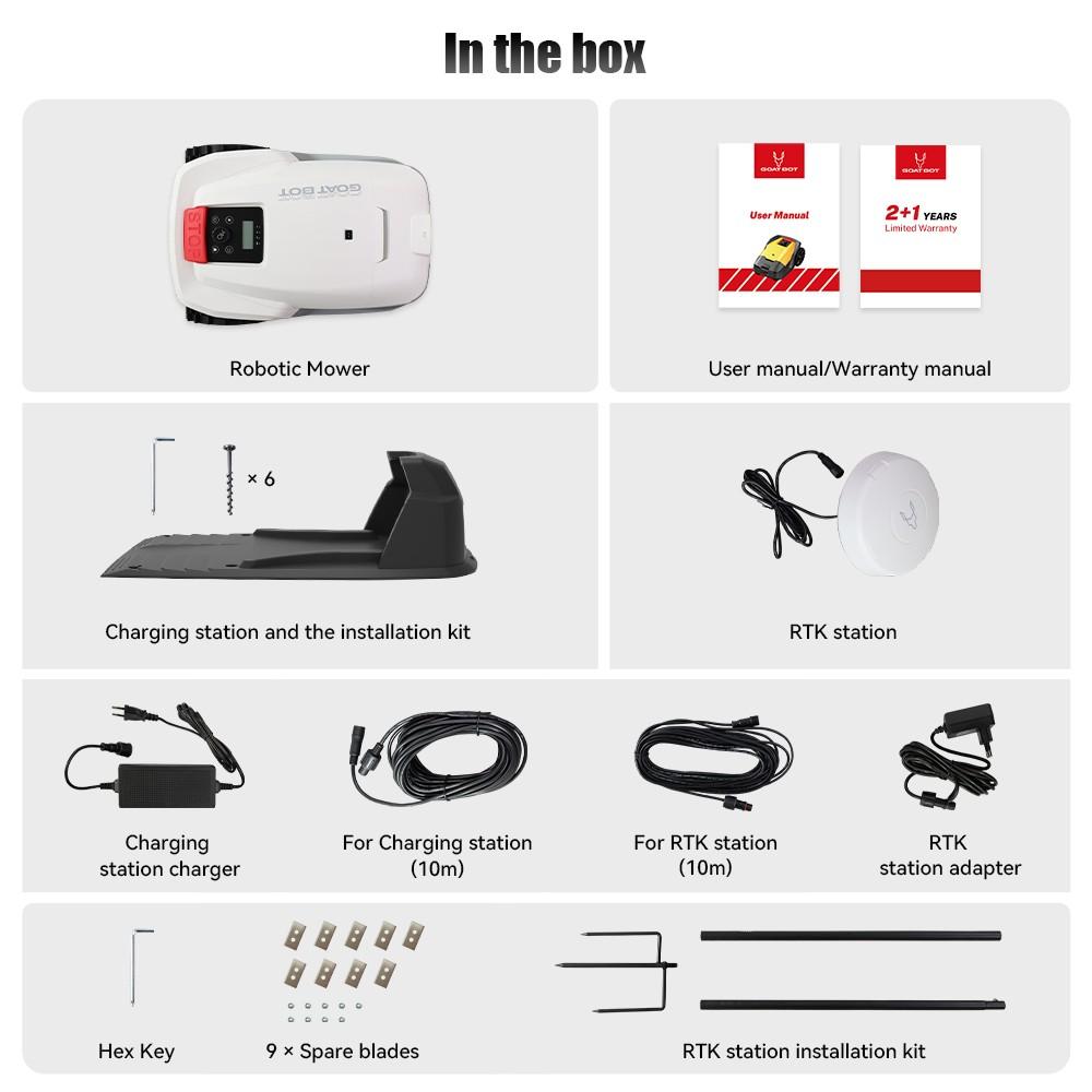 Роботизированная газонокосилка Goat Bot Unicut H1, большая площадь покрытия 1500 м², RTK+VSLAM для точного картографирования, ширина кошения 24 см