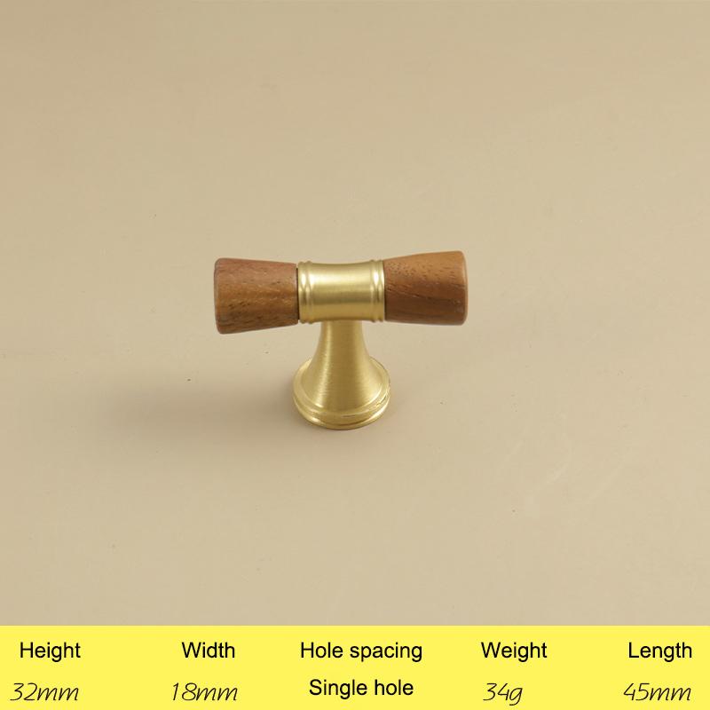Vintage Look Nordic Cabinet Door Handle in Walnut and Brass for Clothing Storage
