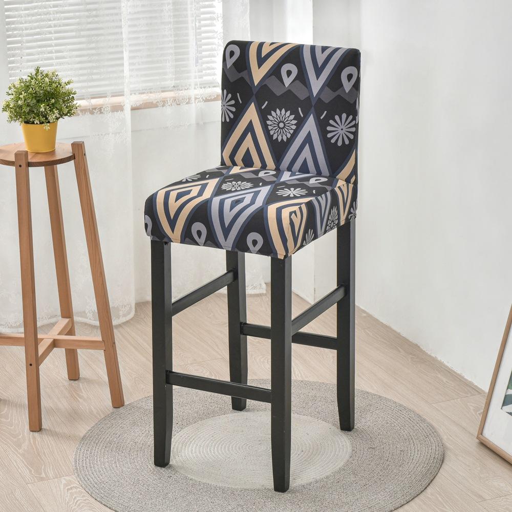 Elastic Printed Bar Stool Slipcover Soft Stretch High Chair Seat Cover Removable Washable Protector for Kitchen Home Decoration