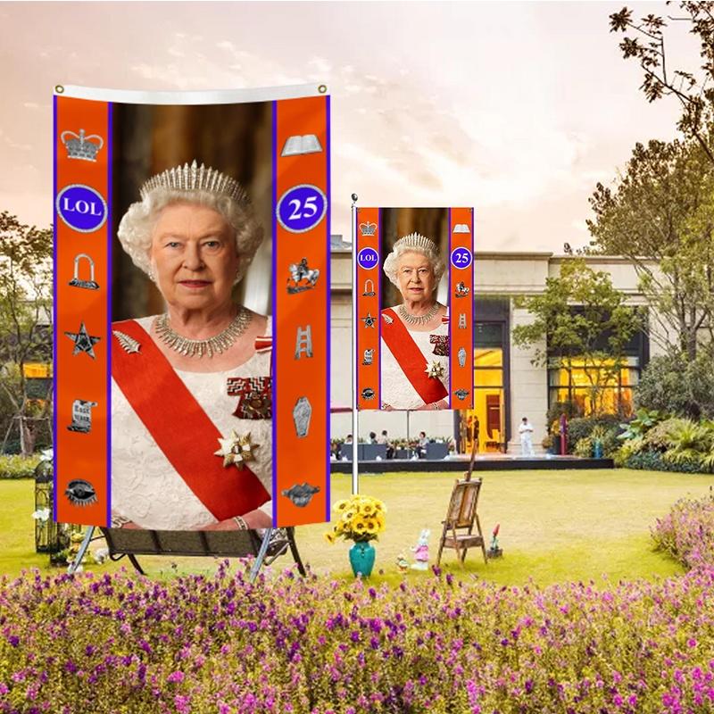 Premium Queen Elizabeth Ii Platinum Jubilee Flag Banner Elegant Mourning Decoration For Home And Garden