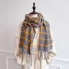 Женский клетчатый кашемировый теплый шарф-пашмина, зимний толстый модный дикий шарф-шаль, мягкий с кисточками, буфанда, одеяло, парные шарфы