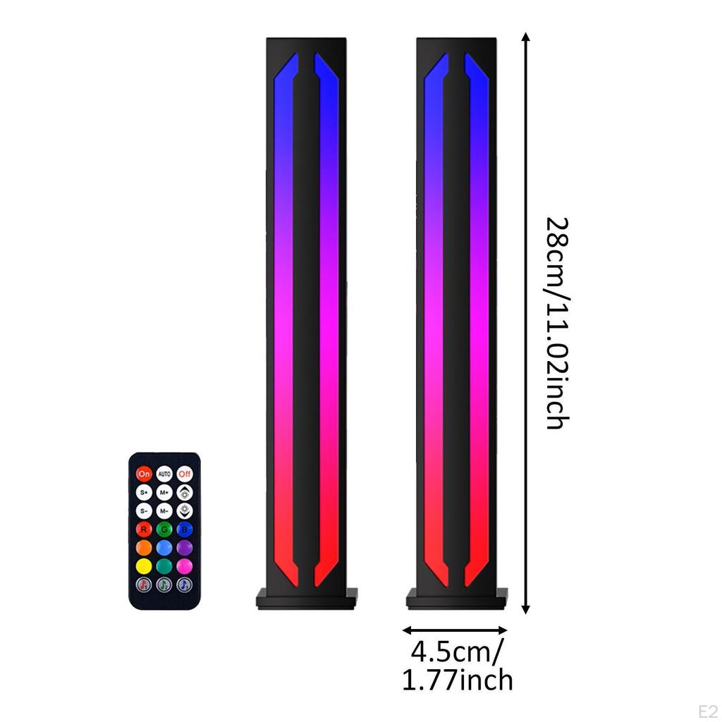 2 шт. Светодиодная RGB-лента Портативное атмосферное освещение для ПК Спальни Настольного компьютера Черный