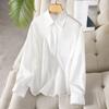 White Shirt Women's Loose Autumn New Casual Versatile Shirt Long-sleeved Top
