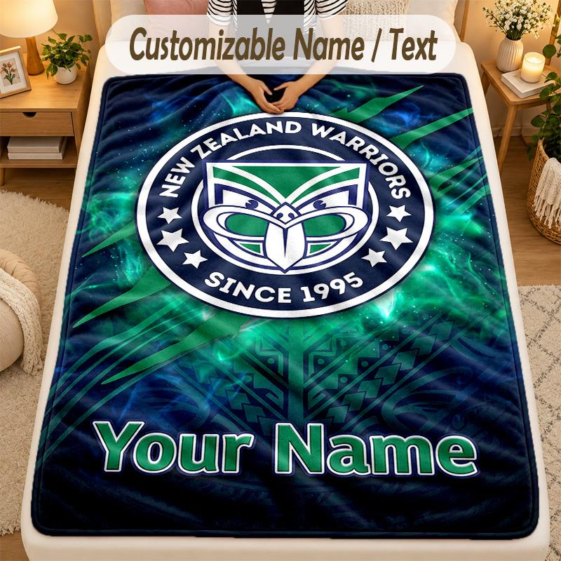 Flannel BlanketWigan Warriors Custom Name Text Personalized Soft Warm Throw Blanket Home Decor Gift