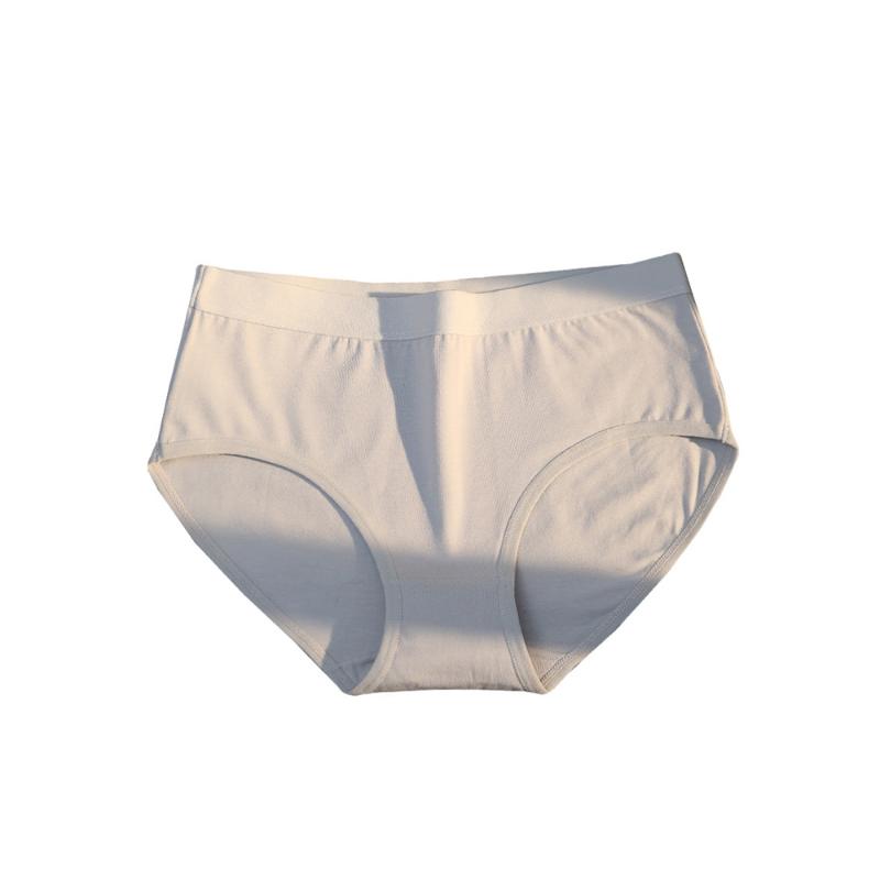 Underwear Cotton Women's Autumn Mid Waist Tuck In Comfortable and Breathable Thin Briefs Solid Color