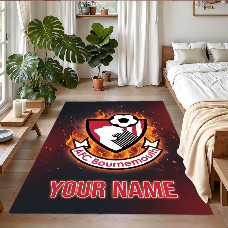 Crystal Velvet Rug Custom Name Text, Soft Non Slip Floor Mat Home DecorBournemouth Football