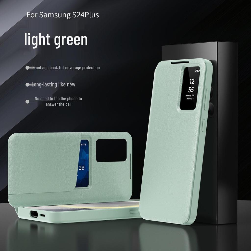 Кожаный чехол Samsung S26 Ultra со слотом для карт и окном Smart Sleep