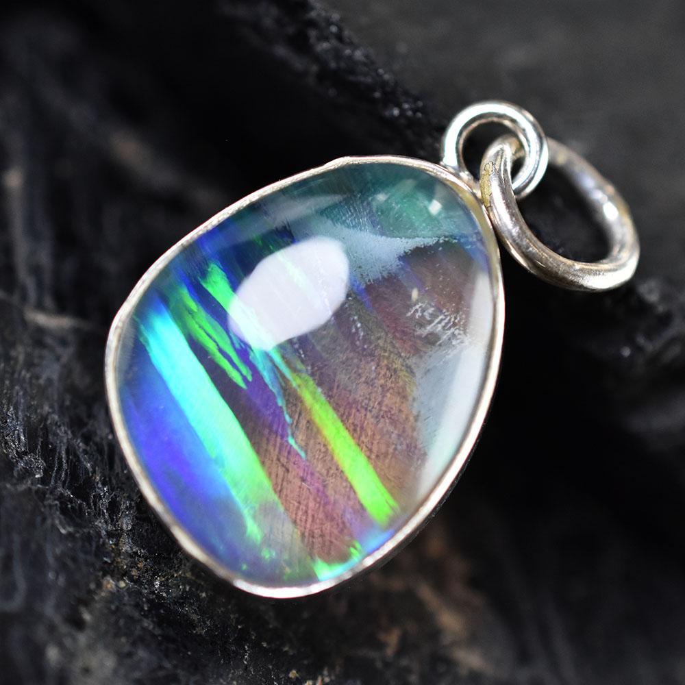 19.8 Ct Natural Multicolor Fire Opal 925 Sterling Silver Pendant