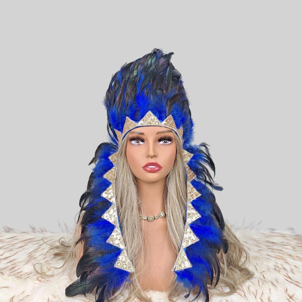 Indian Chief Feather Headdress Carnival Stage Cosplay Halloween Party Decor Hat