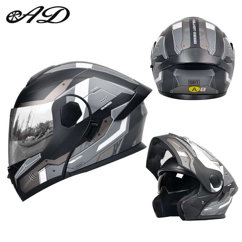 Full Face Motorcycle Helmet With Flip-Up Visor Men Women All Season ABS Safety Certified 3C DOT