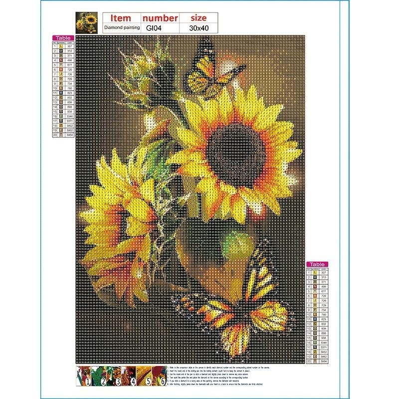 5D Diy Diamond Painting Cartoon Beautiful Sunflowers Cross Stitch Set Full Diamond Embroidery Mosaic Art Picture of Rhinestones Decor Gift