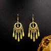 Богемные серьги с кисточками в виде листьев: Этнический дизайн с павлином и золотыми колокольчиками