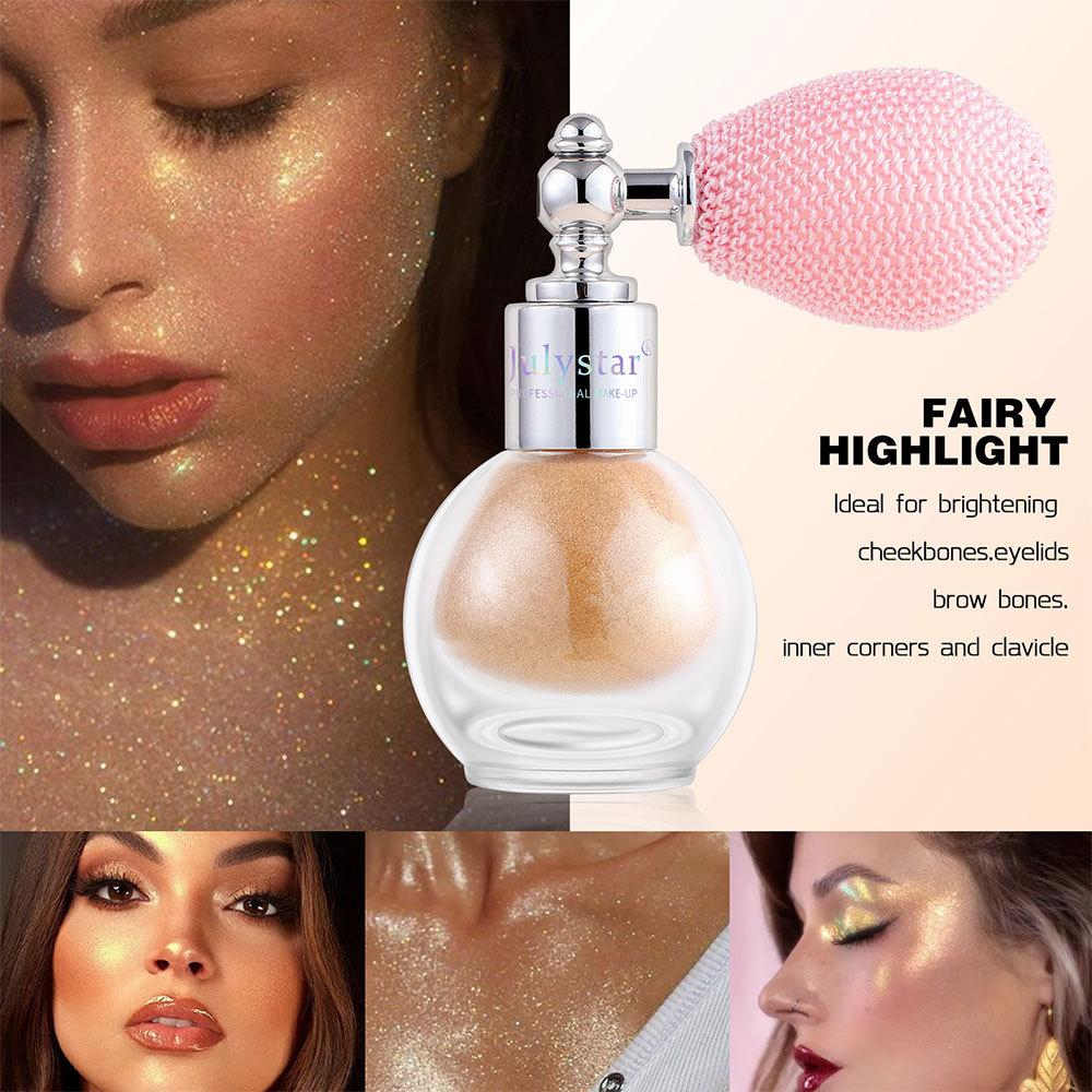 6pcs Air Bag Spray Highlighter Powder Set Body Shimmer Face Glow Makeup Long-Lasting Sweat-Proof Sparkle Sequin Spray for Festival Stage Cosmetics