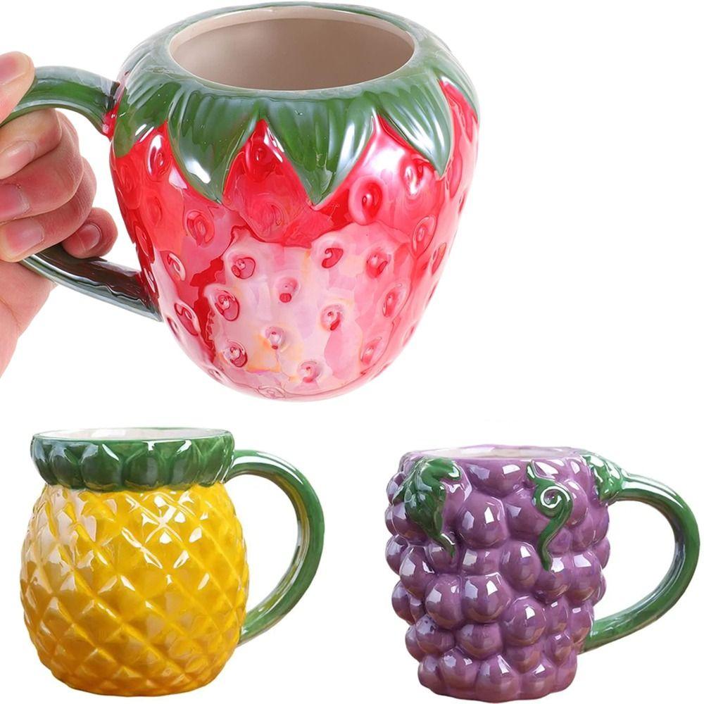 Fruit Shape Water Cups Porcelain 3D Ceramic Cup Adorable Milk Container Household