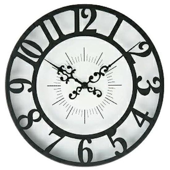 Interform Wall Clock Giselle CL-4960BK Black White Step Movement