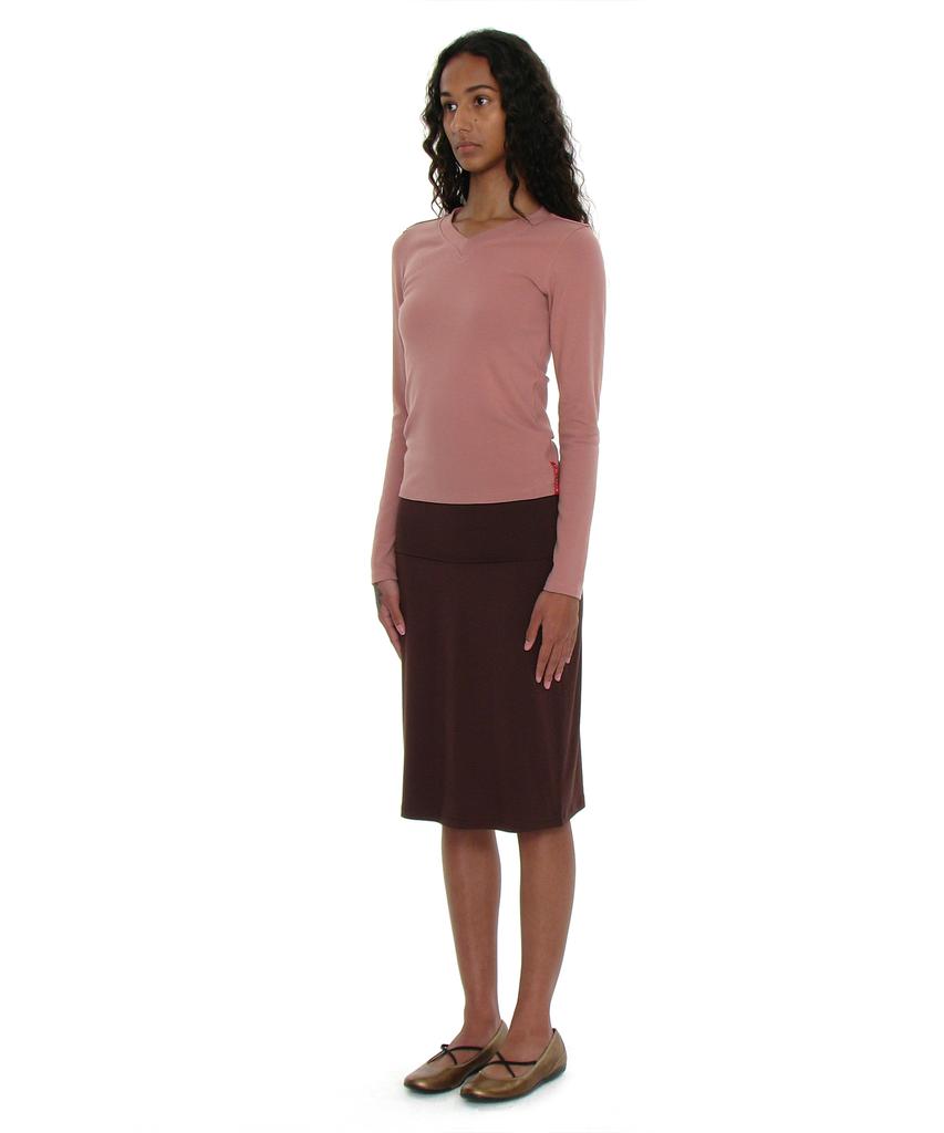 PARTIMENTO WOMEN Pwc V-Neck Baby Long Sleeve Tee_Brick