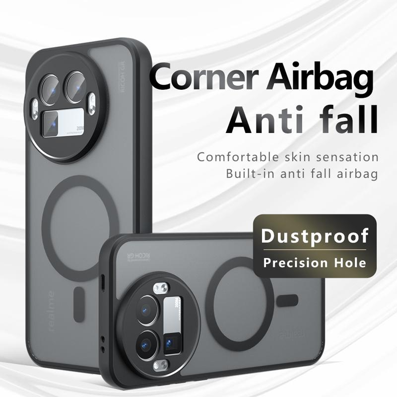 Противоударный магнитный матовый полупрозрачный чехол из ПК+ТПУ для Realme GT 8 Pro