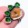 Натуральный мед, дендритный драгоценный камень диопсид, серебро 925 пробы, размер кольца 7,5 p5Y24